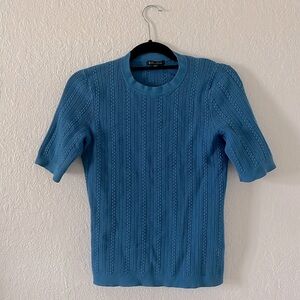 Brooks Brothers Short Sleeve Blue Cable Knit Sweater